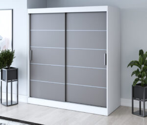 Szafa przesuwna 180x200 Nina, Biały mat / Antracyt mat