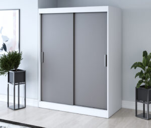 Szafa przesuwna 150x200 Gold, Biały mat / Antracyt mat