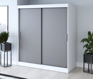 Szafa przesuwna 180x200 Gold, Biały mat / Antracyt mat