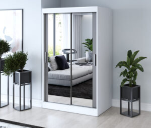 Szafa przesuwna 120x200 Karl, Biały mat / Antracyt mat