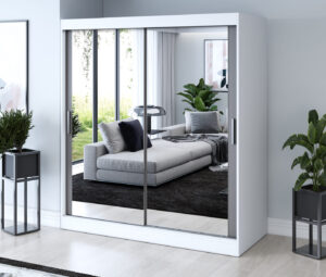 Szafa przesuwna 180x200 Karl, Biały mat / Antracyt mat