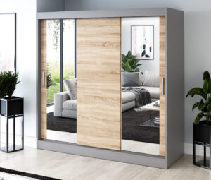 Szafa przesuwna 200x200 Sofia, Antracyt mat / Dąb Sonoma