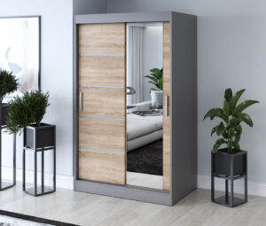 Szafa przesuwna 120x200 Pepe, Antracyt mat / Dąb Sonoma