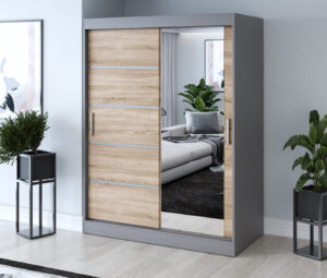 Szafa przesuwna 150x200 Pepe, Antracyt mat / Dąb Sonoma