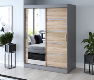 Szafa przesuwna 150x200 Ralf, Antracyt mat / Dąb Sonoma