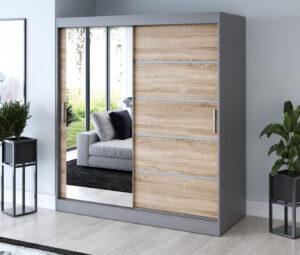 Szafa przesuwna 180x200 Ralf, Antracyt mat / Dąb Sonoma