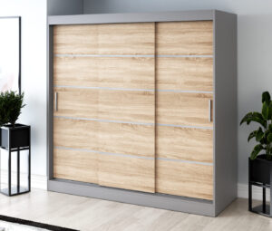 Szafa przesuwna 200x200 Nina, Antracyt mat / Dąb Sonoma