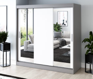 Szafa przesuwna 200x200 Sofia, Antracyt mat / Biały mat