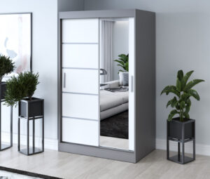 Szafa przesuwna 120x200 Pepe, Antracyt mat / Biały mat