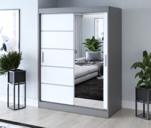 Szafa przesuwna 150x200 Pepe, Antracyt mat / Biały mat