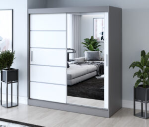 Szafa przesuwna 180x200 Pepe, Antracyt mat / Biały mat