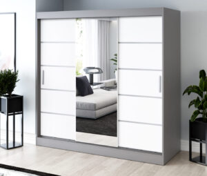 Szafa przesuwna 200x200 Pepe, Antracyt mat / Biały mat