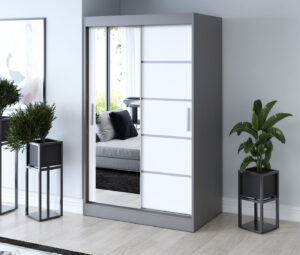 Szafa przesuwna 120x200 Ralf, Antracyt mat / Biały mat