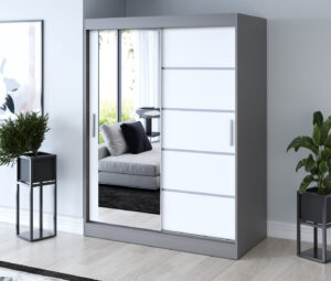 Szafa przesuwna 150x200 Ralf, Antracyt mat / Biały mat