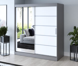 Szafa przesuwna 180x200 Ralf, Antracyt mat / Biały mat