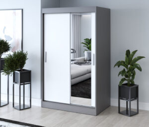 Szafa przesuwna 120x200 Hugo, Antracyt mat / Biały mat