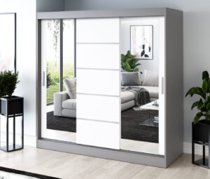 Szafa przesuwna 200x200 Ralf, Antracyt mat / Biały mat