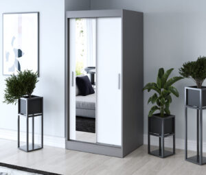 Szafa przesuwna 90x200 Sofia, Antracyt mat / Biały mat