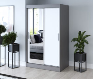 Szafa przesuwna 120x200 Sofia, Antracyt mat / Biały mat