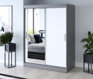 Szafa przesuwna 150x200 Sofia, Antracyt mat / Biały mat