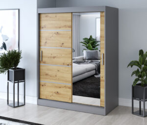 Szafa przesuwna 150x200 Pepe, Antracyt mat / Dąb Artisan