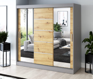 Szafa przesuwna 200x200 Ralf, Antracyt mat / Dąb Artisan