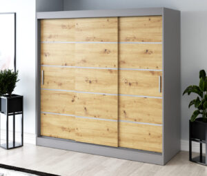 Szafa przesuwna 200x200 Nina, Antracyt mat / Dąb Artisan