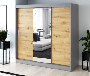 Szafa przesuwna 200x200 Hugo, Antracyt mat / Dąb Artisan