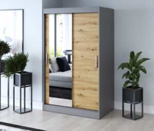 Szafa przesuwna 120x200 Sofia, Antracyt mat / Dąb Artisan