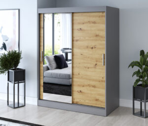 Szafa przesuwna 150x200 Sofia, Antracyt mat / Dąb Artisan