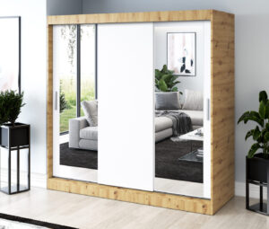 Szafa przesuwna 200x200 Sofia, Dąb Artisan /  Biały mat