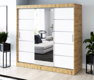 Szafa przesuwna 200x200 Pepe, Dąb Artisan / Biały mat