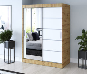 Szafa przesuwna 150x200 Ralf, Dąb Artisan / Biały mat