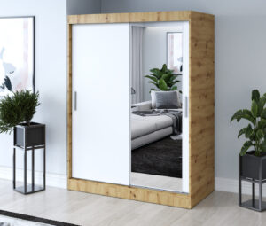 Szafa przesuwna 150x200 Hugo, Dąb Artisan / Biały mat