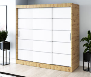 Szafa przesuwna 200x200 Nina, Dąb Artisan / Biały mat