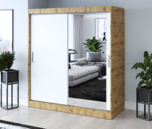 Szafa przesuwna 180x200 Hugo, Dąb Artisan / Biały mat