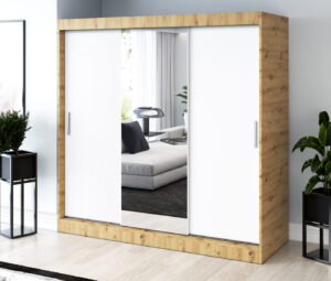 Szafa przesuwna 200x200 Hugo, Dąb Artisan / Biały mat