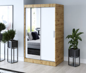 Szafa przesuwna 120x200 Sofia, Dąb Artisan / Biały mat