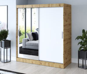 Szafa przesuwna 180x200 Sofia, Dąb Artisan / Biały mat