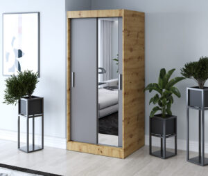 Szafa przesuwna 90x200 Hugo, Dąb Artisan / Antracyt mat