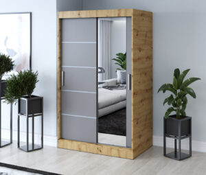 Szafa przesuwna 120x200 Pepe, Dąb Artisan / Antracyt mat