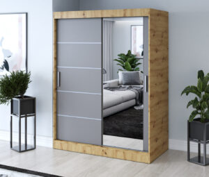 Szafa przesuwna 150x200 Pepe, Dąb Artisan / Antracyt mat