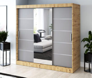 Szafa przesuwna 200x200 Pepe, Dąb Artisan / Antracyt mat