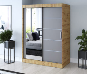 Szafa przesuwna 150x200 Ralf, Dąb Artisan / Biały mat