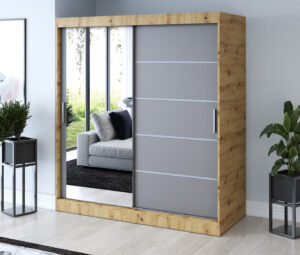 Szafa przesuwna 180x200 Ralf, Dąb Artisan / Antracyt mat