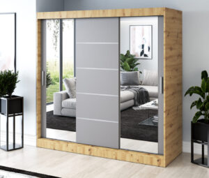 Szafa przesuwna 200x200 Ralf, Dąb Artisan / Antracyt mat