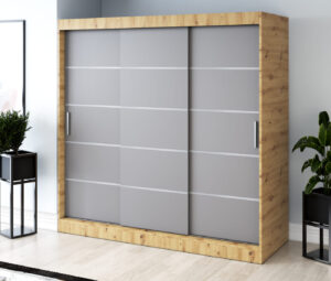 Szafa przesuwna 200x200 Nina, Dąb Artisan / Antracyt mat