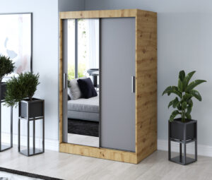 Szafa przesuwna 120x200 Sofia, Dąb Artisan / Antracyt mat