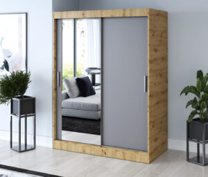 Szafa przesuwna 150x200 Sofia, Dąb Artisan / Antracyt mat