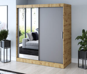 Szafa przesuwna 180x200 Sofia, Dąb Artisan / Antracyt mat